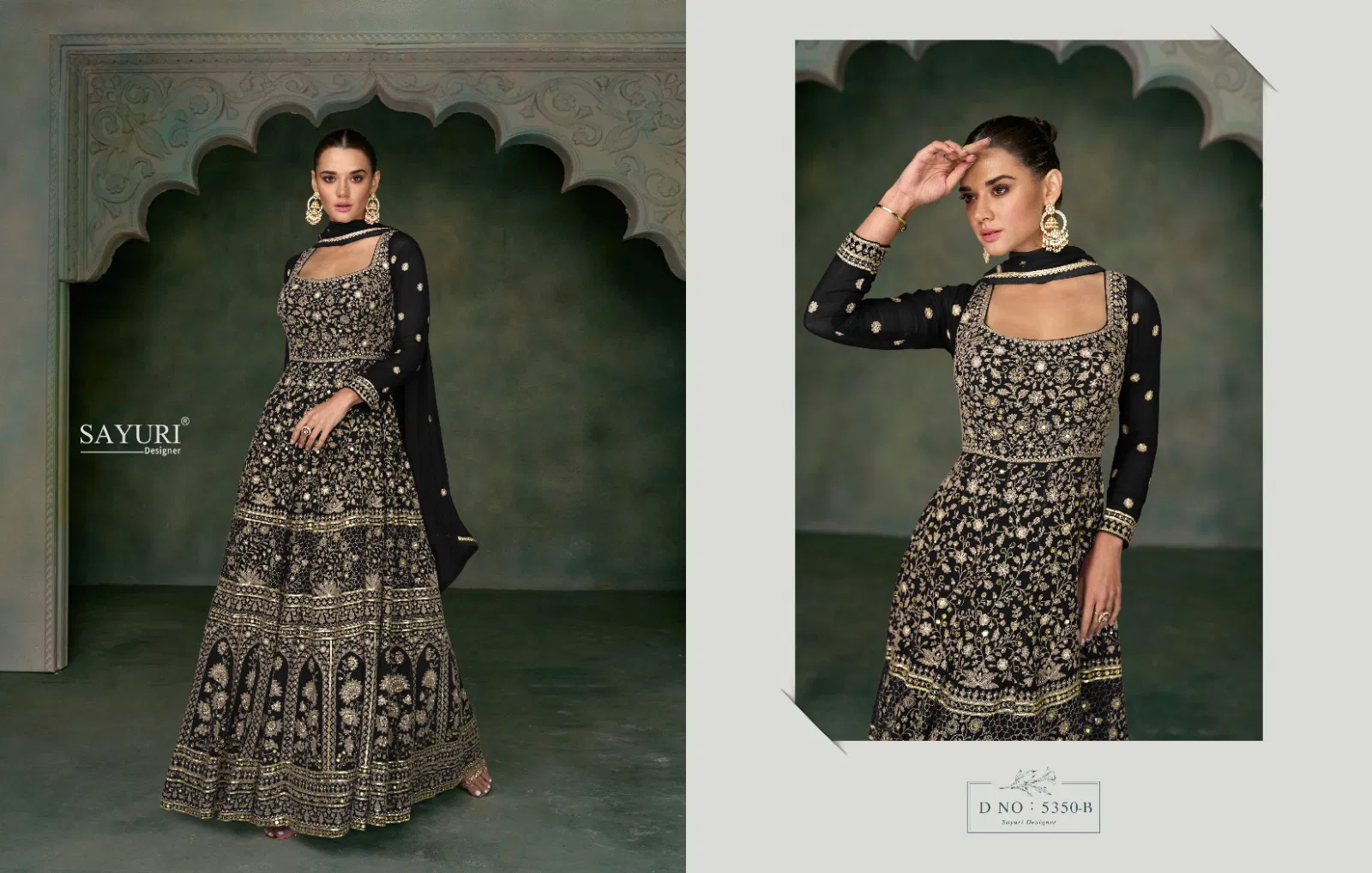 SAYURI 5350 COLORS REAL GEROGETTE EMBROIDERED WORK HEAVY SALWAR SUIT COLLECTIONs